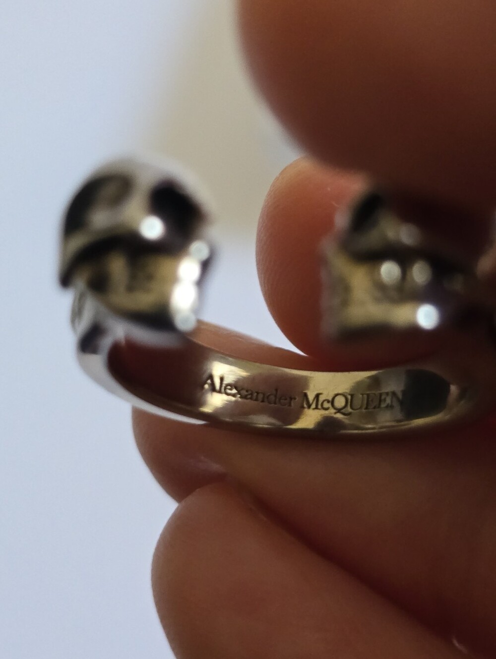 Alexander McQueen Double Skull Ring Silver Size IT 17 - Picture 5 of 9
